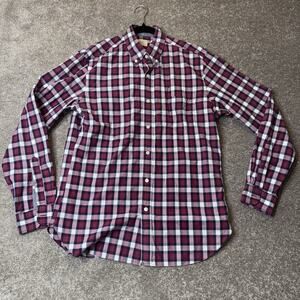 J‎ Crew Shirt Mens Medium Red White Blue Plaid Long Sleeve Button Down Preppy